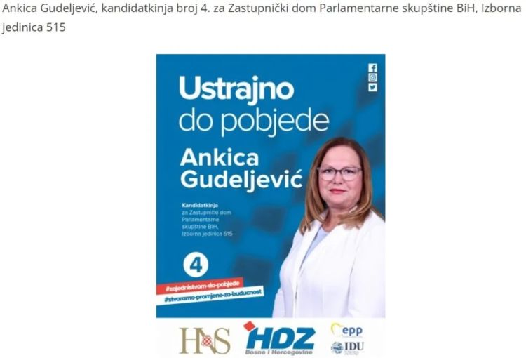 Ankica Gudeljevic bila na listi HDZBiH kandidat za drzavni parlament na opcim izborima 2022 1024x696