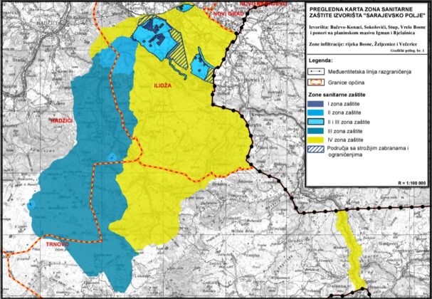 karta vodozastitne zone Sarajevsko polje 607x420