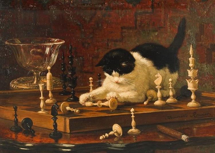 Kitten with Chessboard
