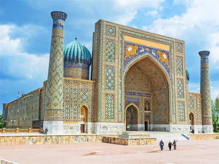 Day 3 Uzbekistan Samarkand The Registan Square one madrasa ST