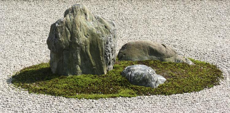 Ryoanji rock garden close up