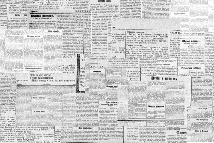 Naslovi o pozarima iz 1922 u Kraljevini SHS Naratorium