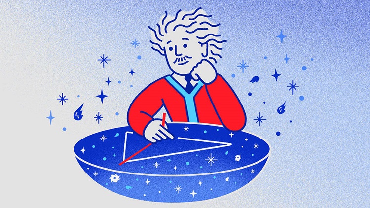 Decak Einstein i PItagorina teorema ilustracija Tomi Um