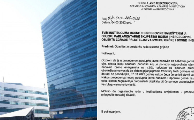 Institucije BiH grijanje Avaz