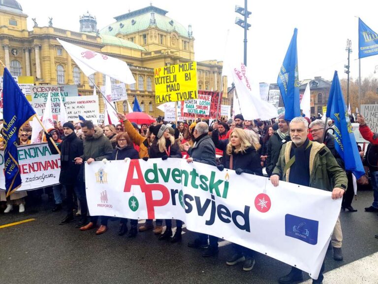 Školski sindikati u Hrvatskoj prosvjeduju protiv ocjenjivanja i nepravednih koeficijenata