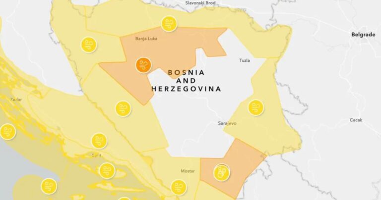 Upozorenje – područja u BiH koja će biti na udaru obilnih padavina i eventualnih poplava