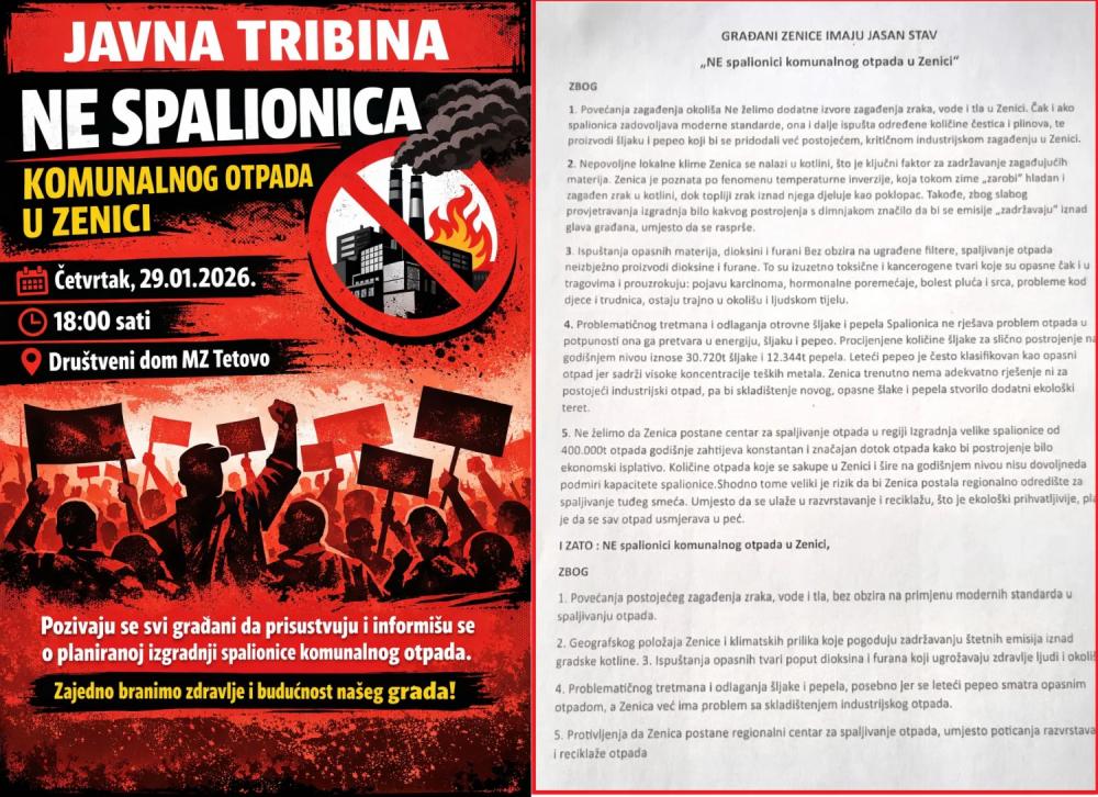 NE spalionici - pismo i poziv na tribinu