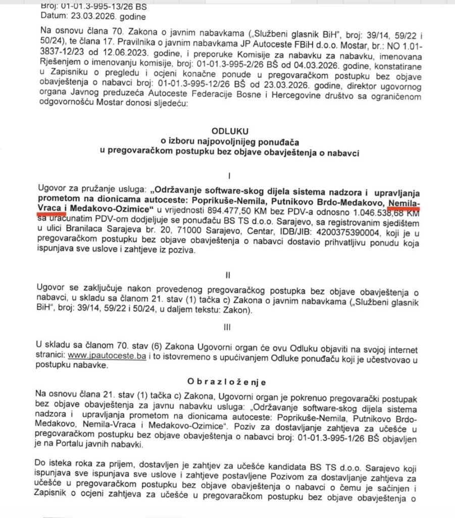 Tender Autocesta FBiH